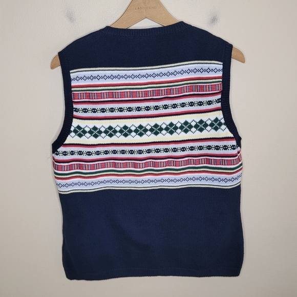 Liz Claiborne LizGolf | Navy Blue Red Pale Yellow Fair Isle Argyle Sweater Vest - Picture 4 of 4